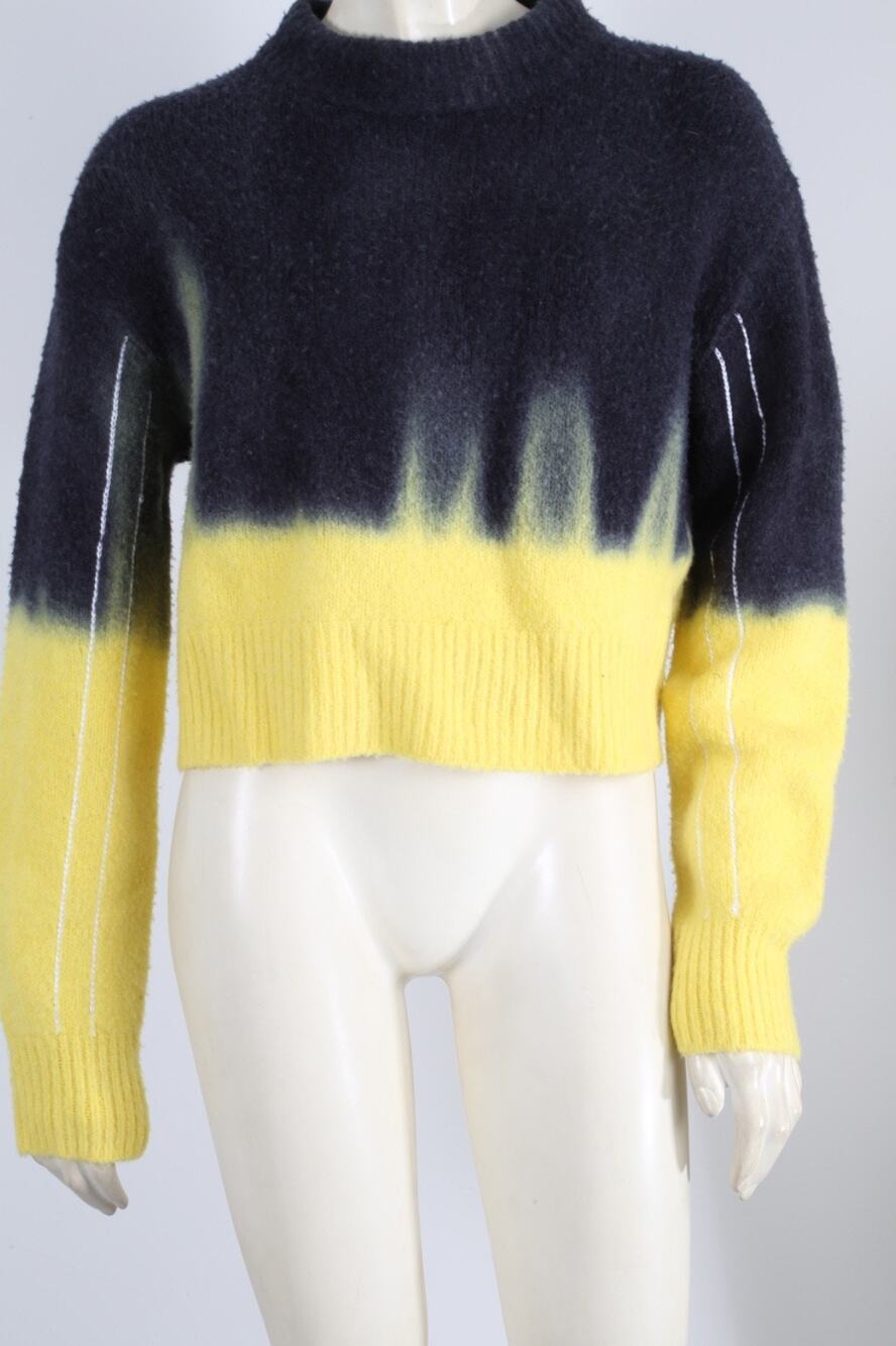 PROENZA SCHOULER PSWL Dip Dye Ombre Ribbed Knit Crop Mock Neck Sweater Yellow XS